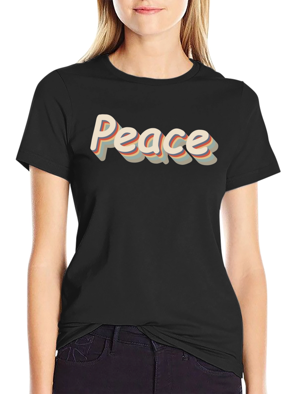 Retro Peace Graphic Tee - Mens Black T-Shirt