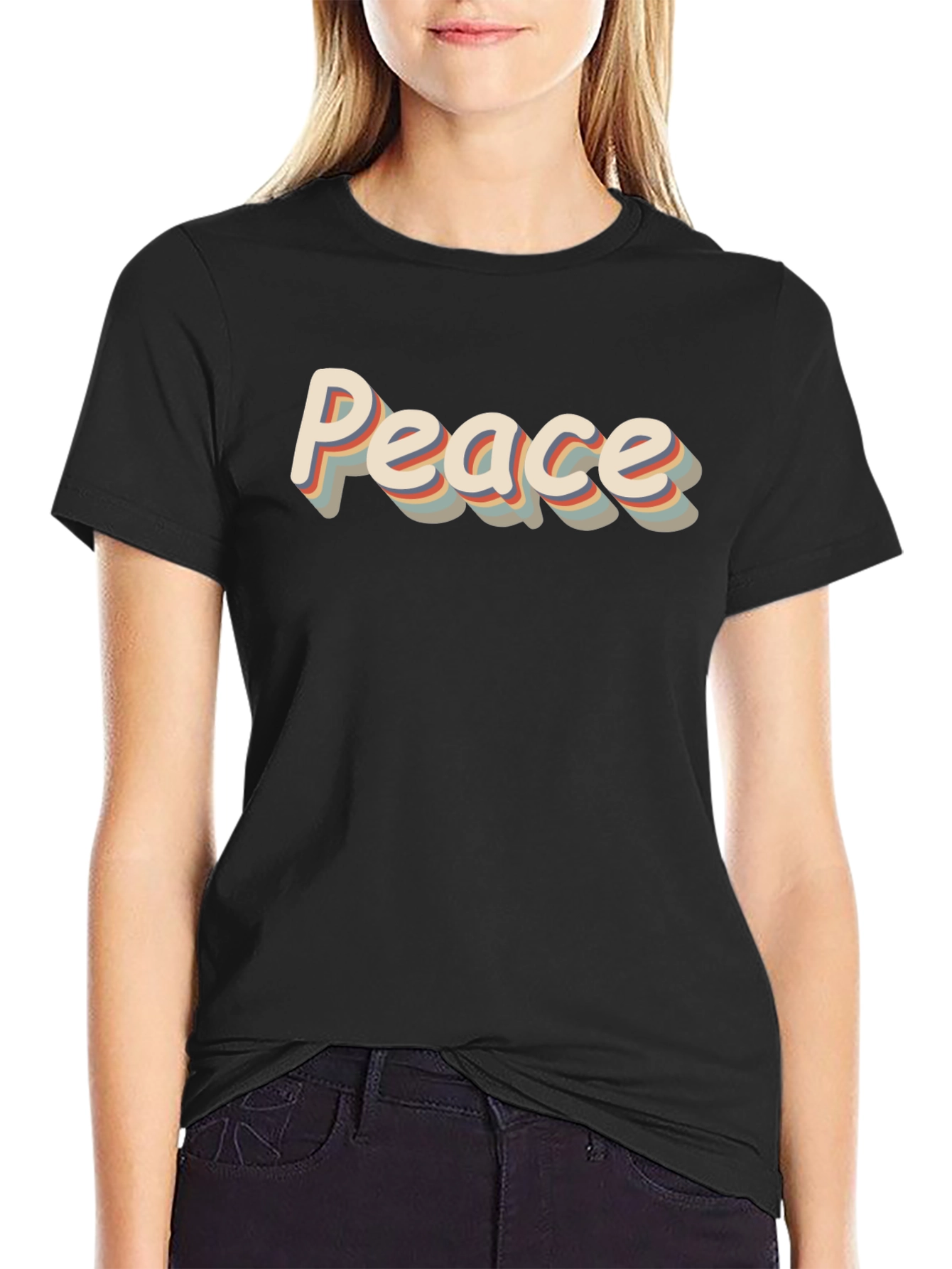 Retro Peace Graphic Tee - Mens Black T-Shirt
