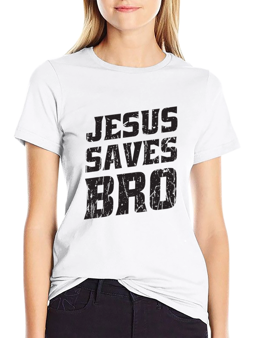 Jesus Saves Bro Black Graphic T-Shirt