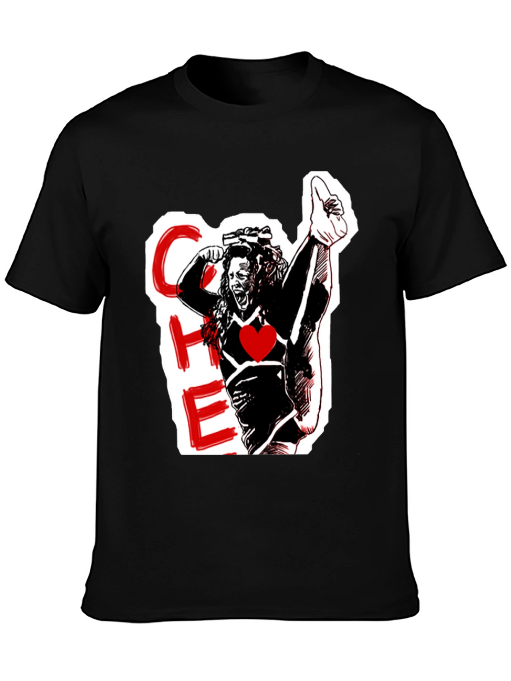 Cheerleader Graphic Black T-Shirt