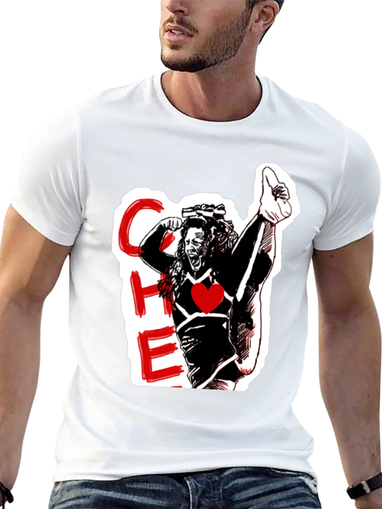 Cheerleader Graphic Black T-Shirt