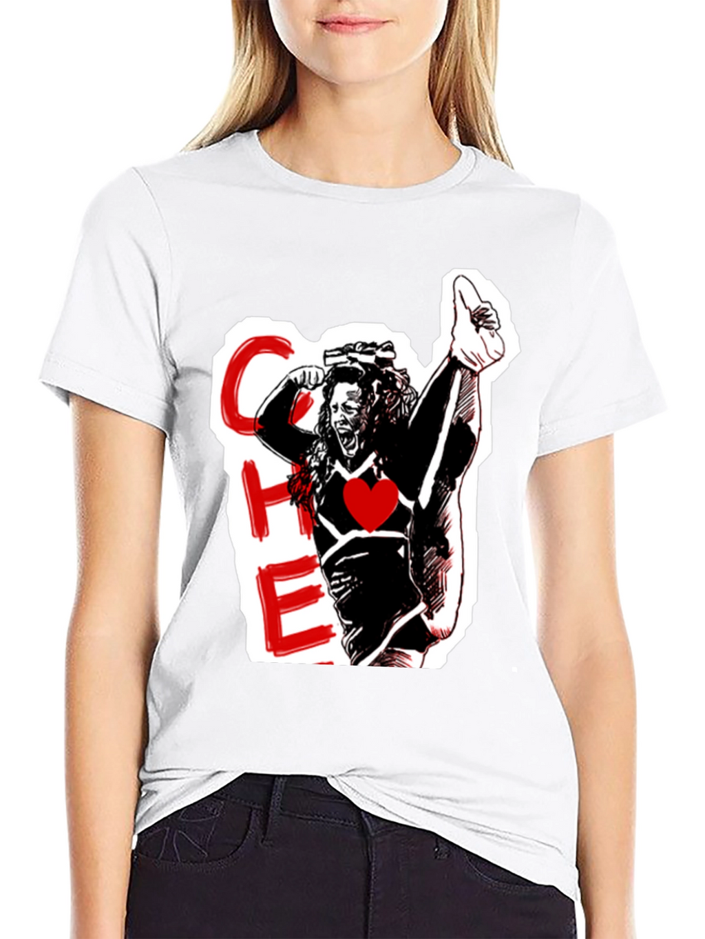 Cheerleader Graphic Black T-Shirt