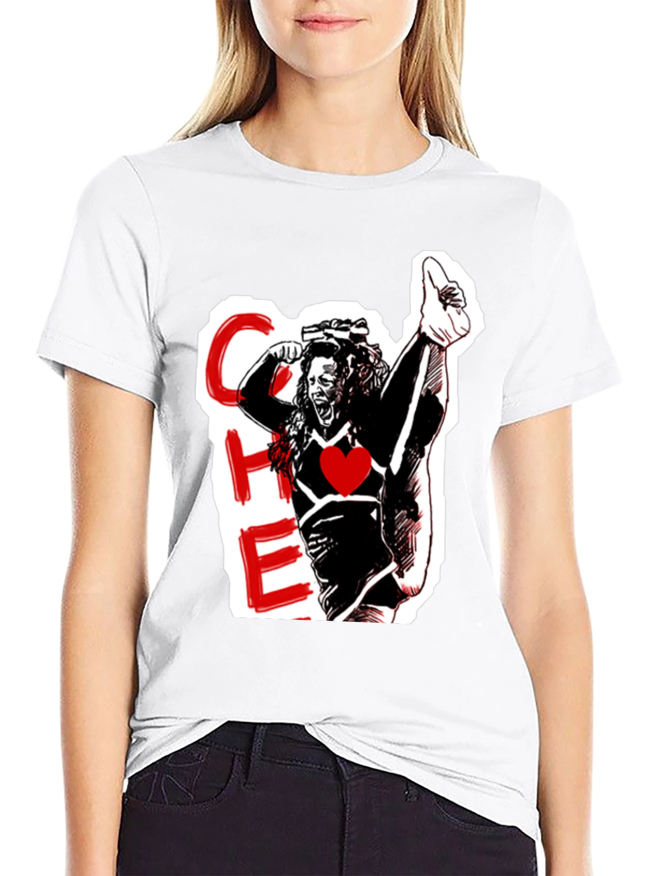 Cheerleader Graphic Black T-Shirt