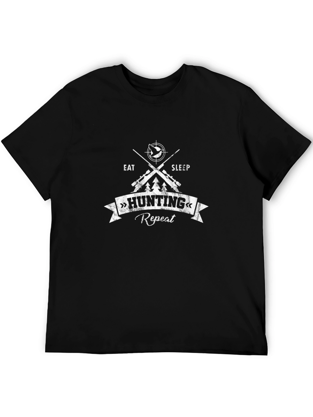 Hunting Eat Sleep Repeat Black Graphic T-Shirt
