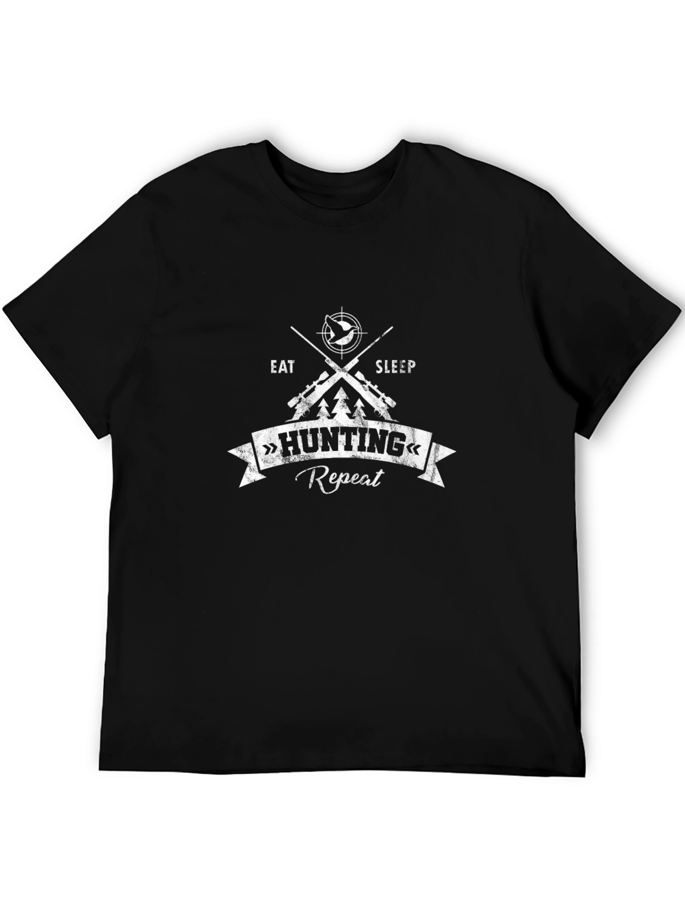 Hunting Eat Sleep Repeat Black Graphic T-Shirt