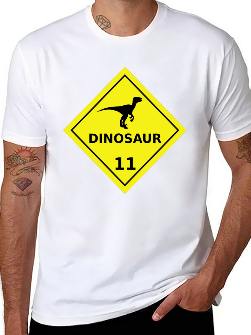 Dinosaur 11 Graphic Tee - Black Cotton T-Shirt