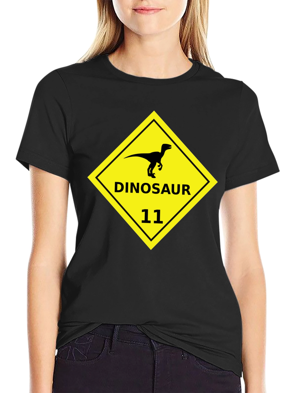 Dinosaur 11 Graphic Tee - Black Cotton T-Shirt