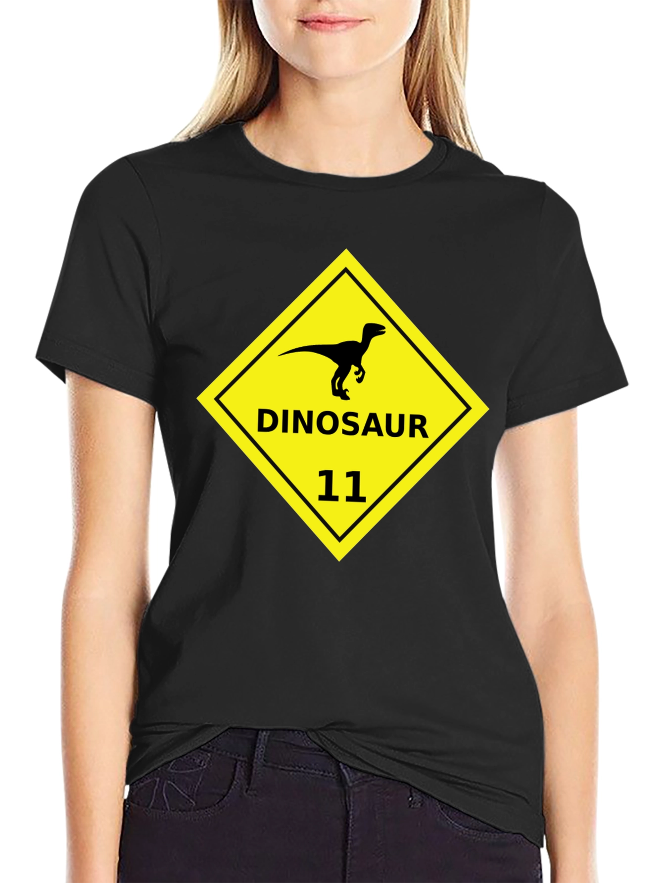 Dinosaur 11 Graphic Tee - Black Cotton T-Shirt