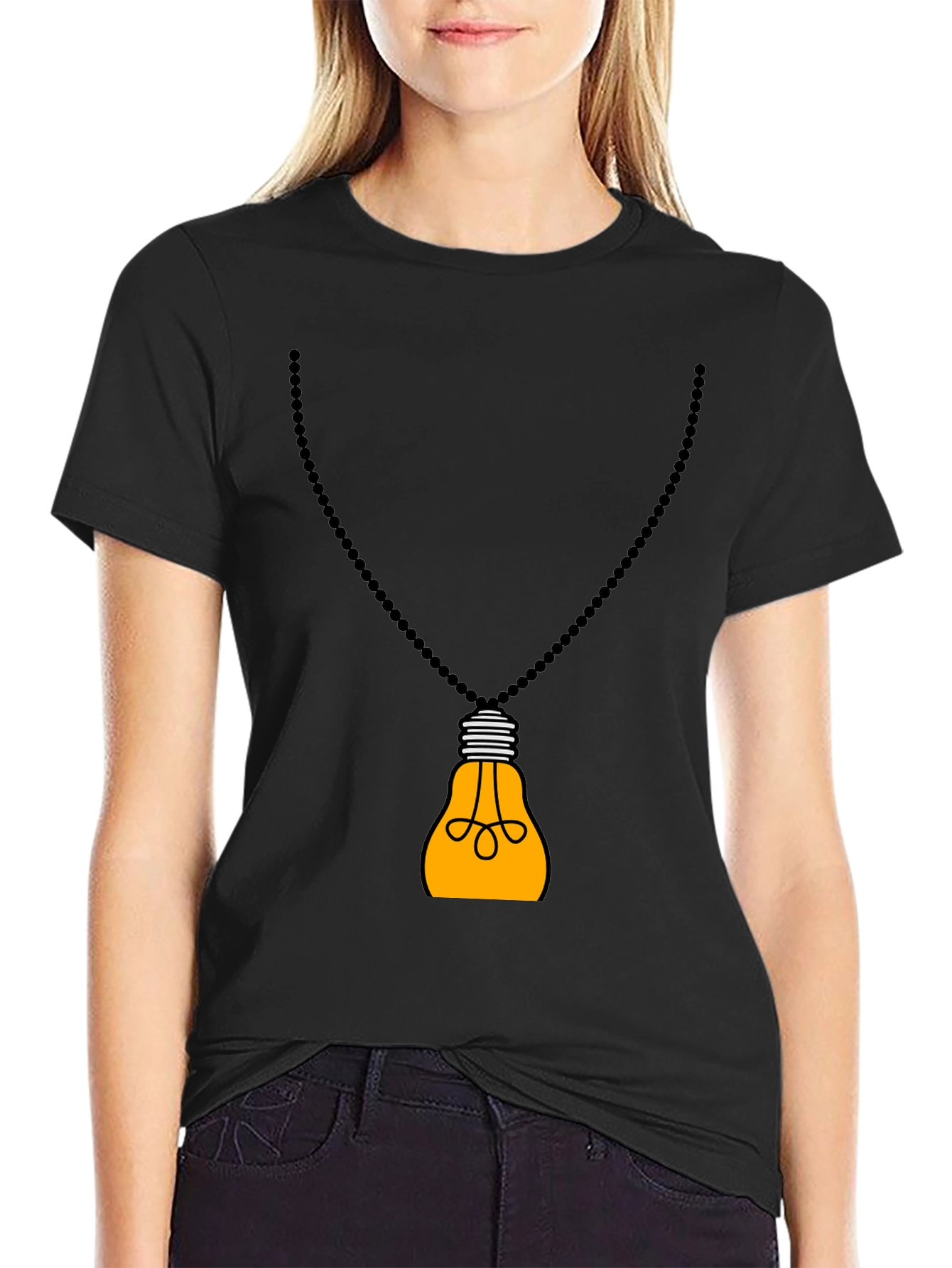 Idea Bulb Pendant Black T-Shirt