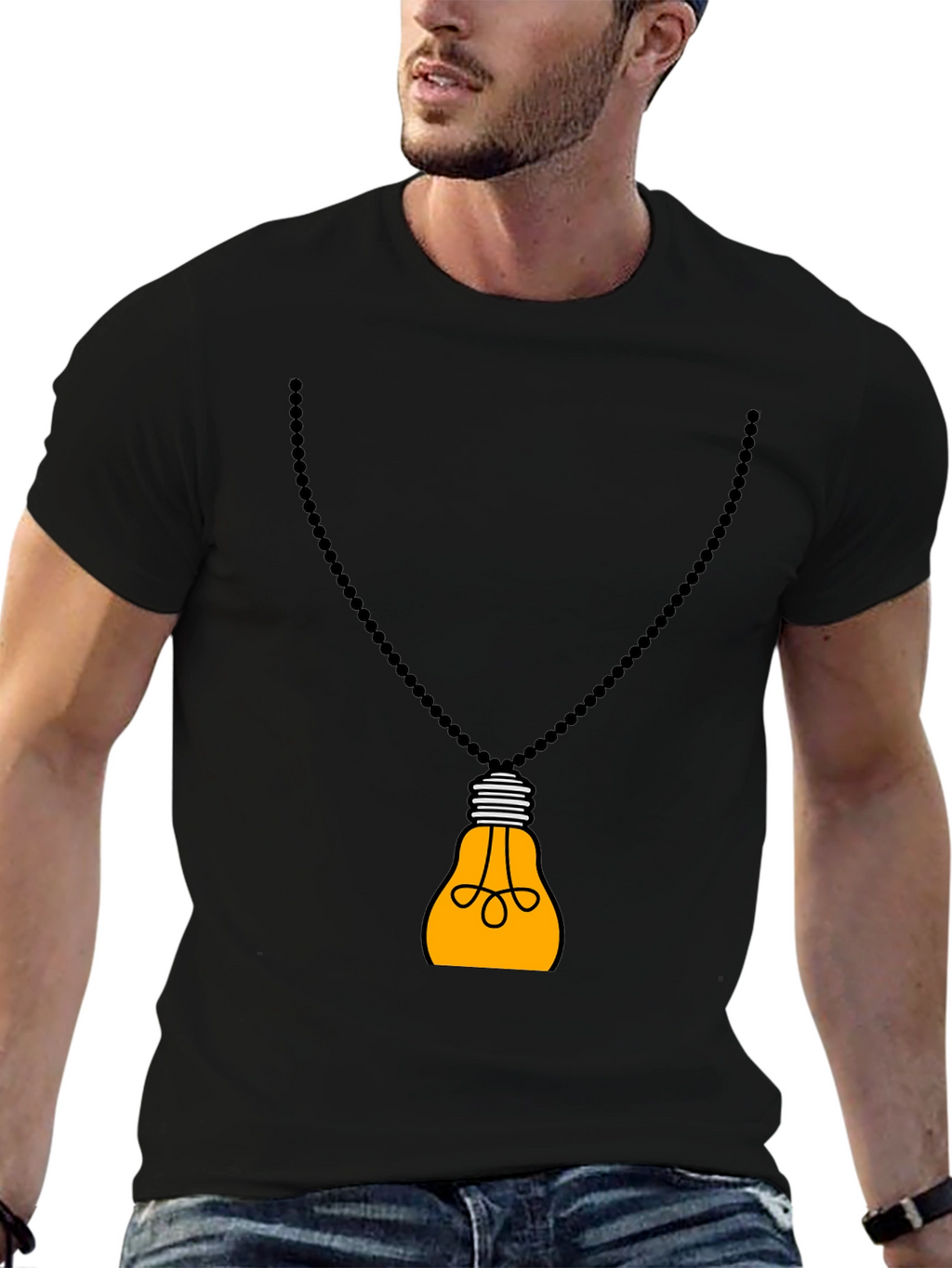 Idea Bulb Pendant Black T-Shirt