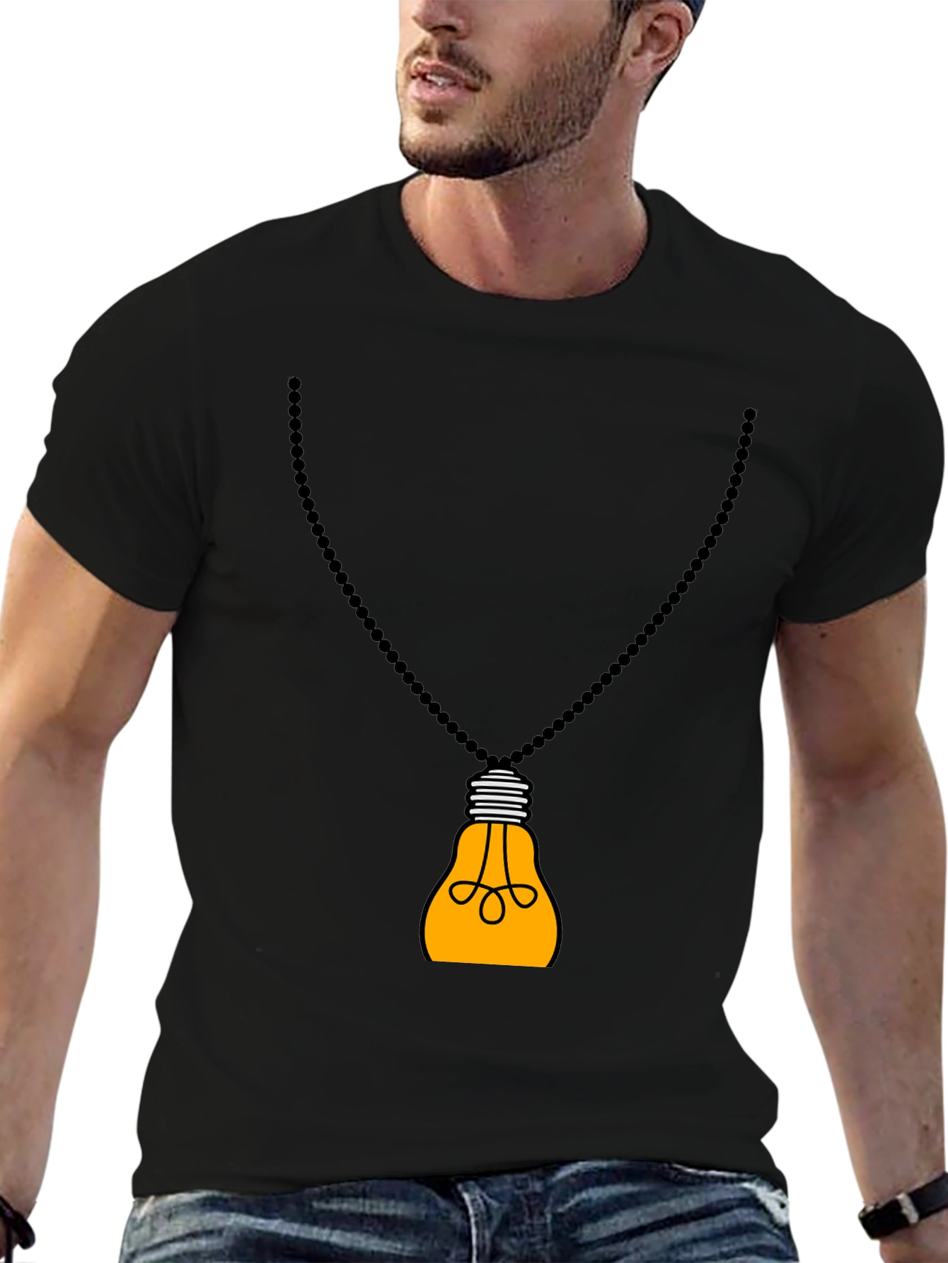 Idea Bulb Pendant Black T-Shirt