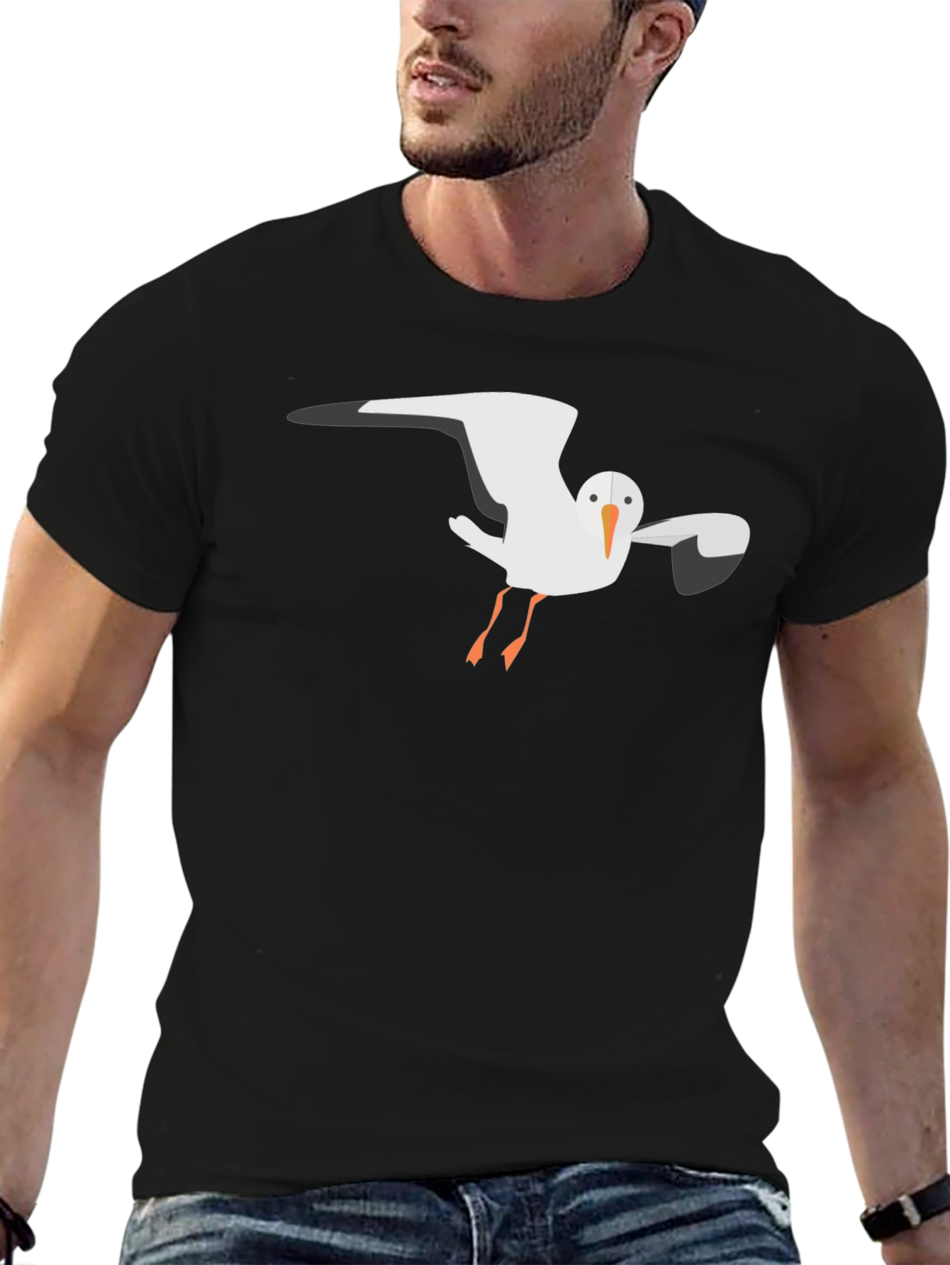 Seagull Graphic Tee - Black Casual T-Shirt