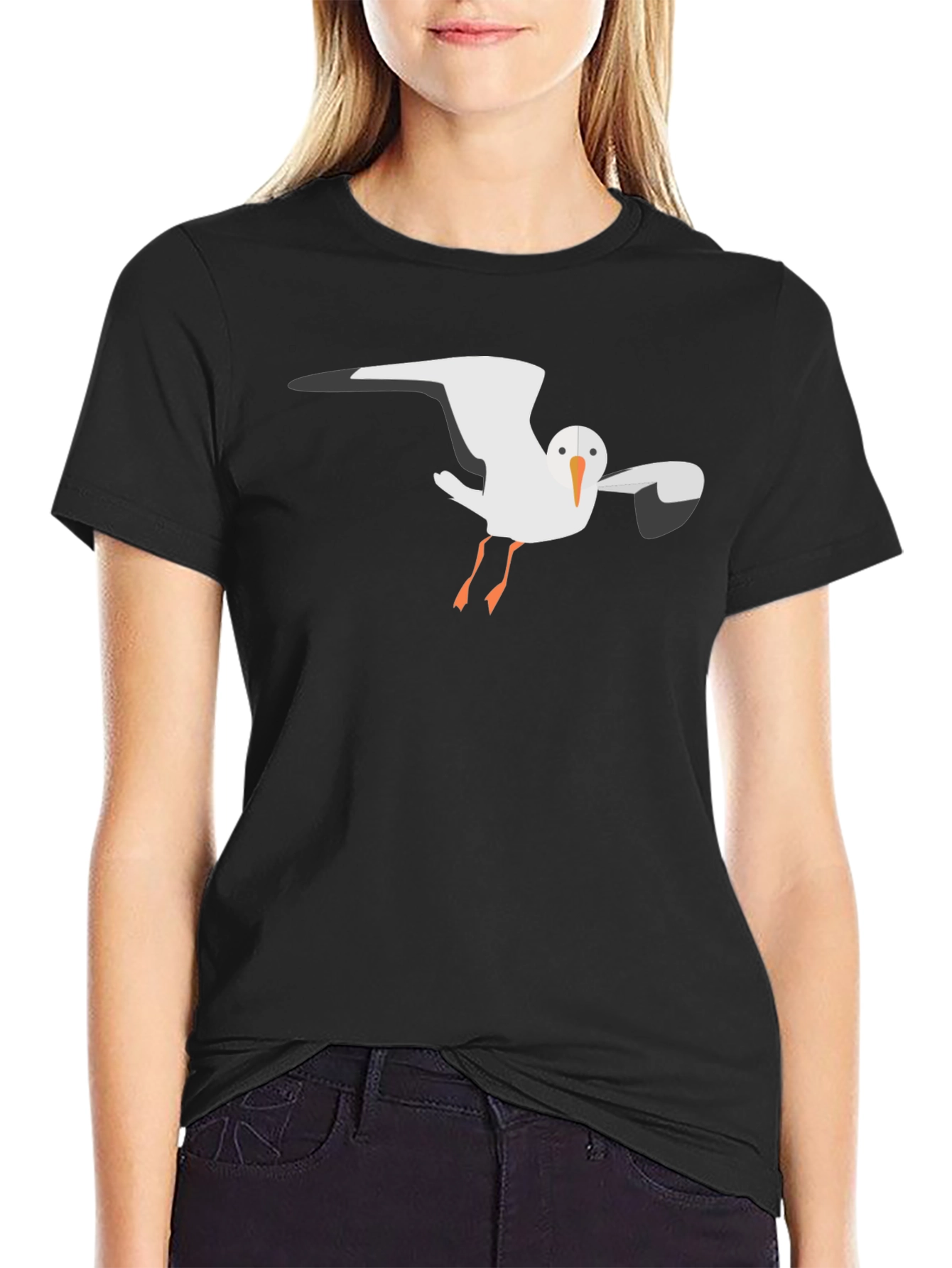 Seagull Graphic Tee - Black Casual T-Shirt