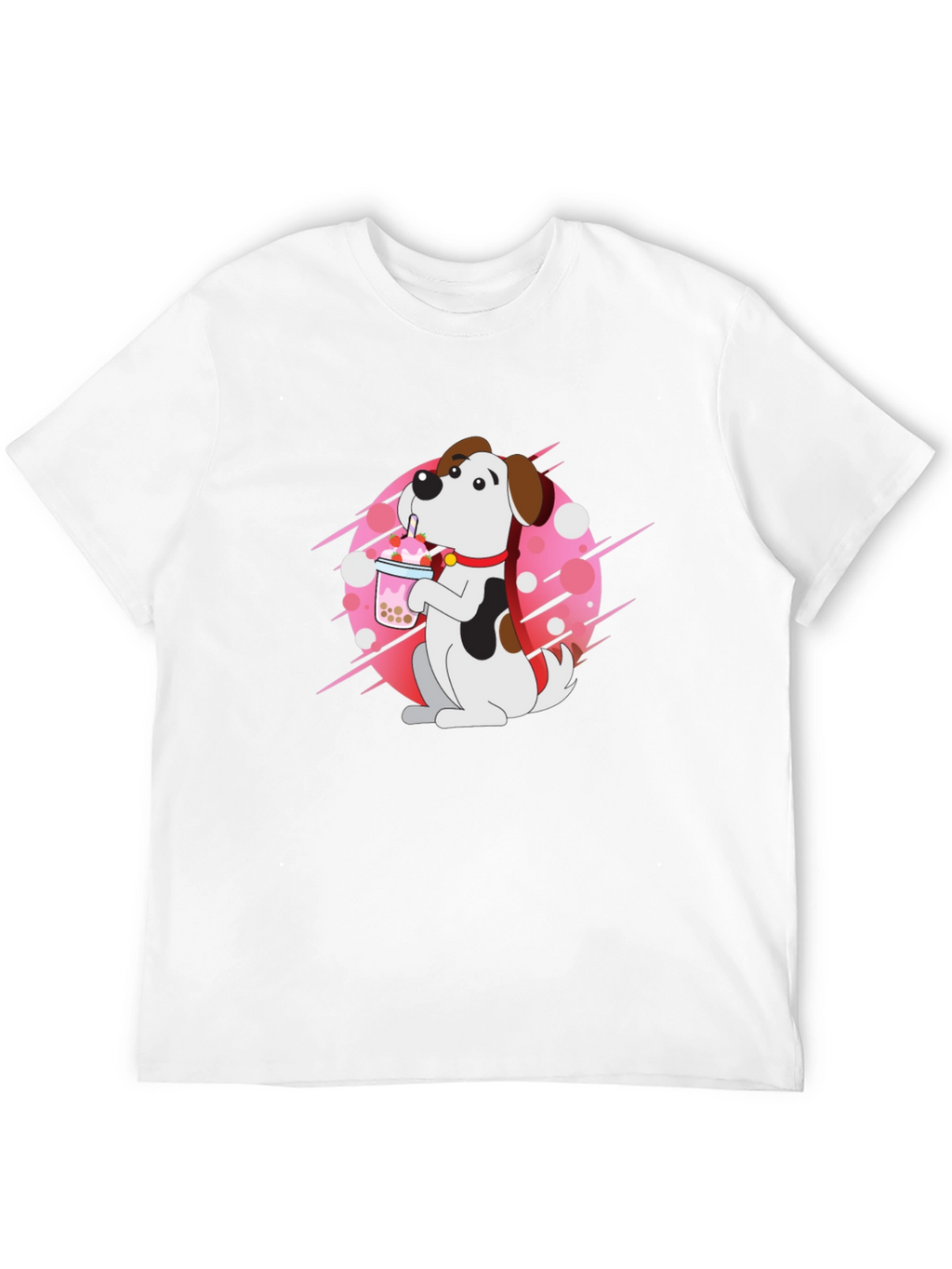 Dog Drinking Boba Tea Black T-Shirt