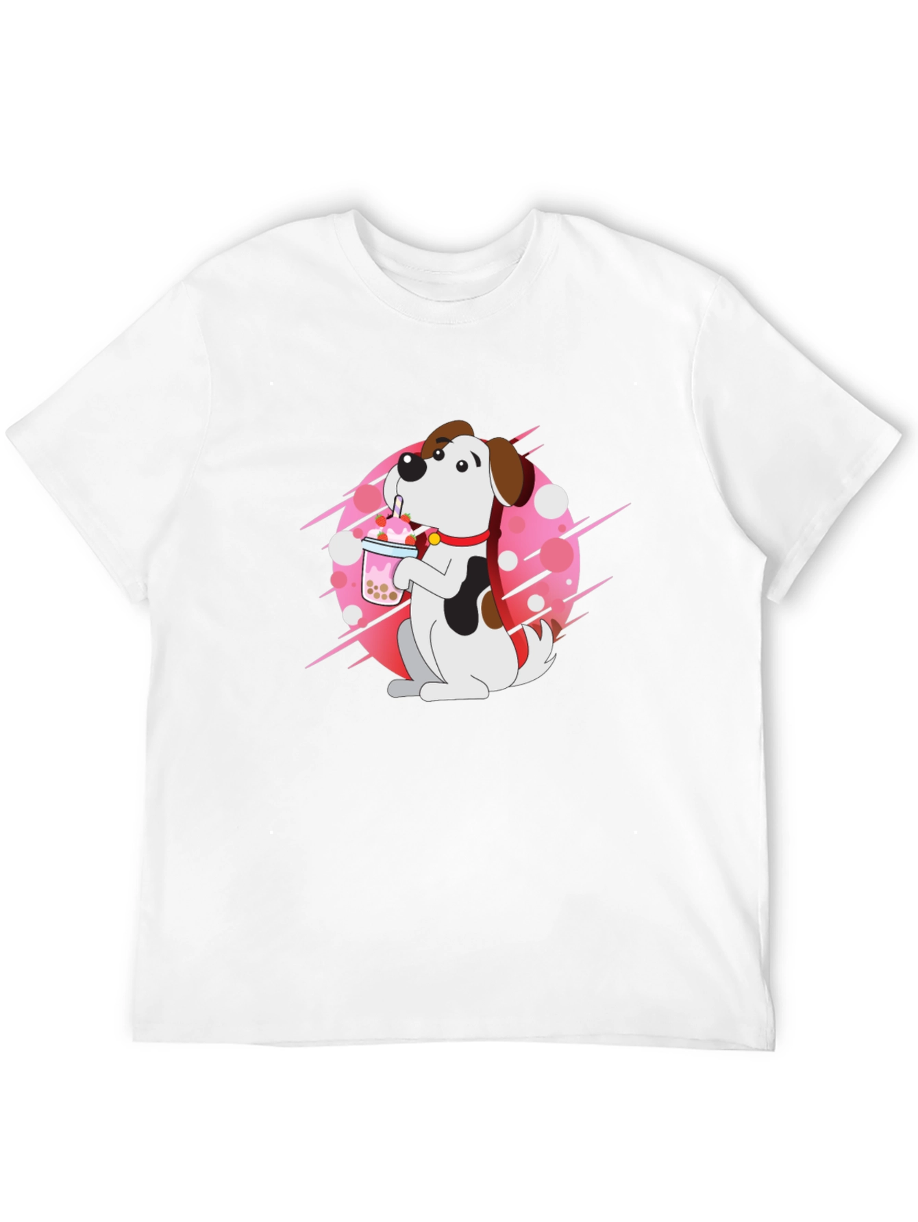 Dog Drinking Boba Tea Black T-Shirt