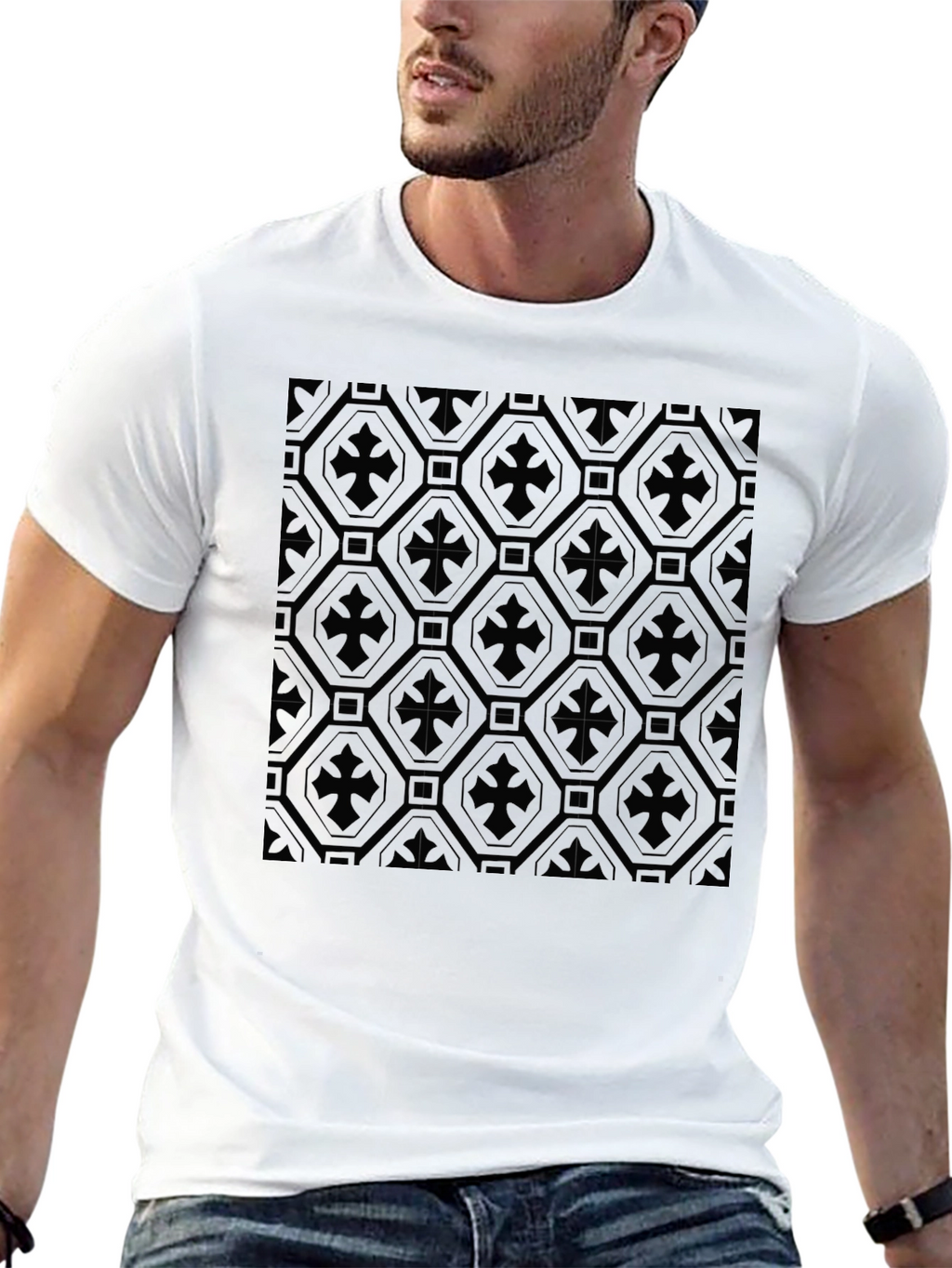 Patterned Black T-Shirt