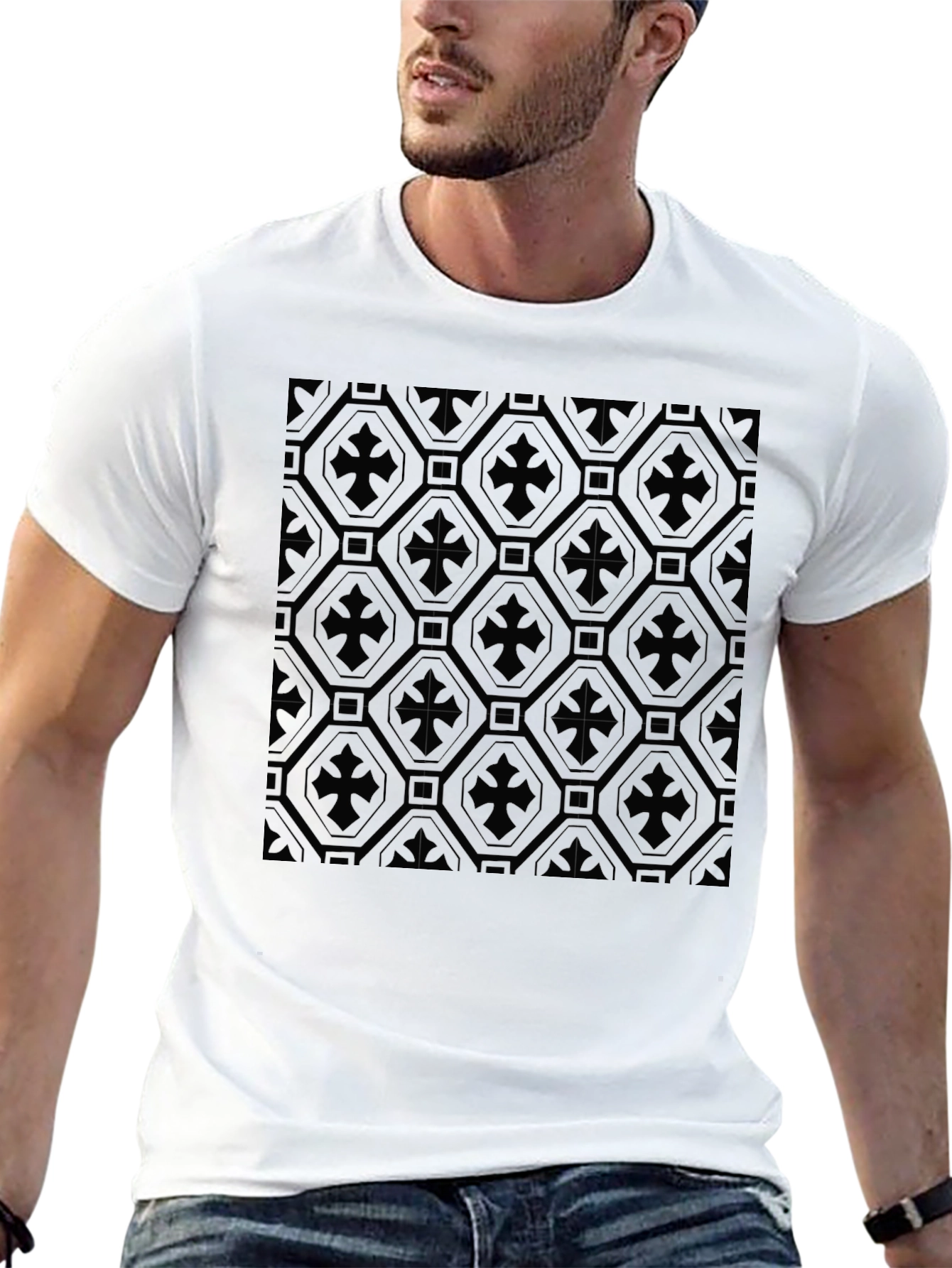 Patterned Black T-Shirt