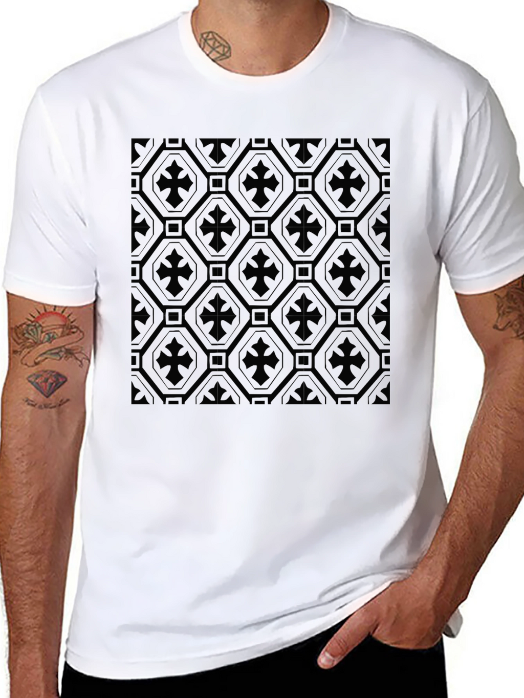 Patterned Black T-Shirt