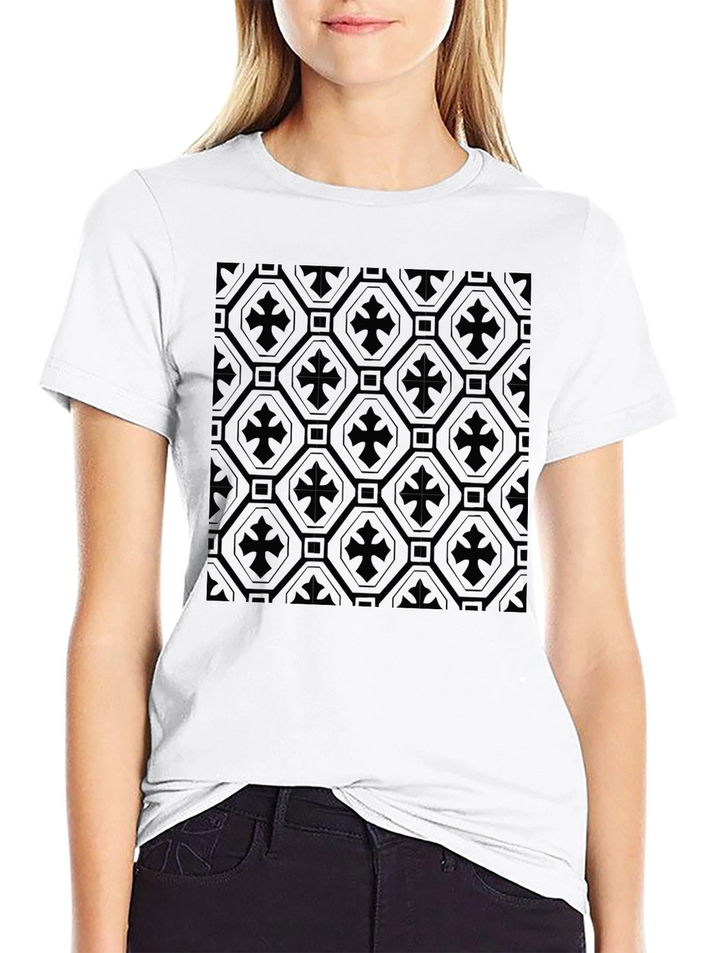 Patterned Black T-Shirt