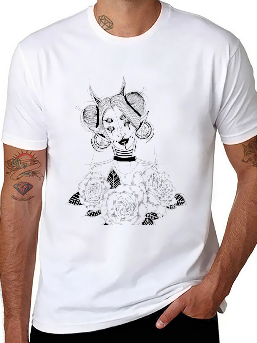 Mystic Demon Graphic Tee - Black Cotton T-Shirt