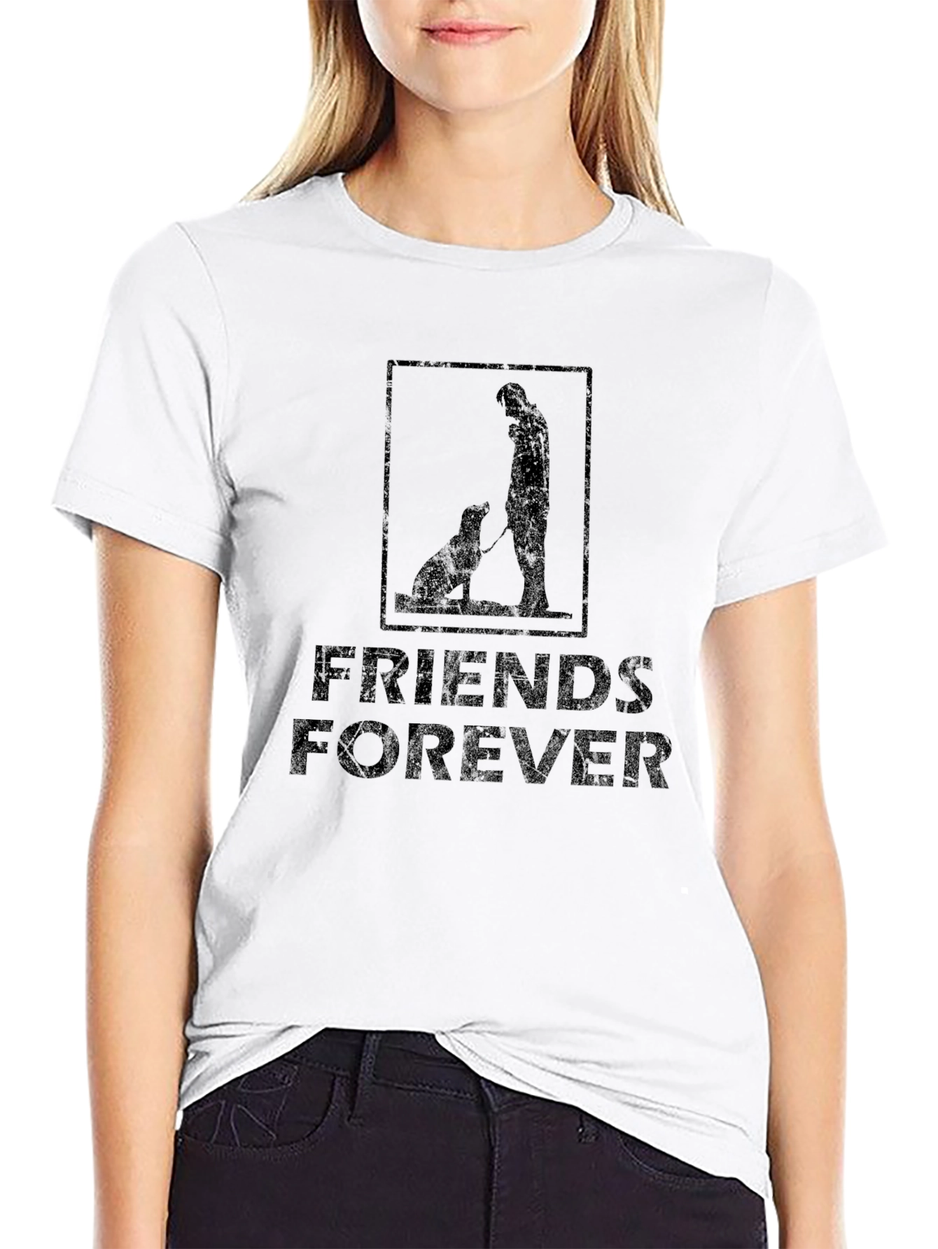 Friends Forever Graphic Tee - Black Cotton T-Shirt