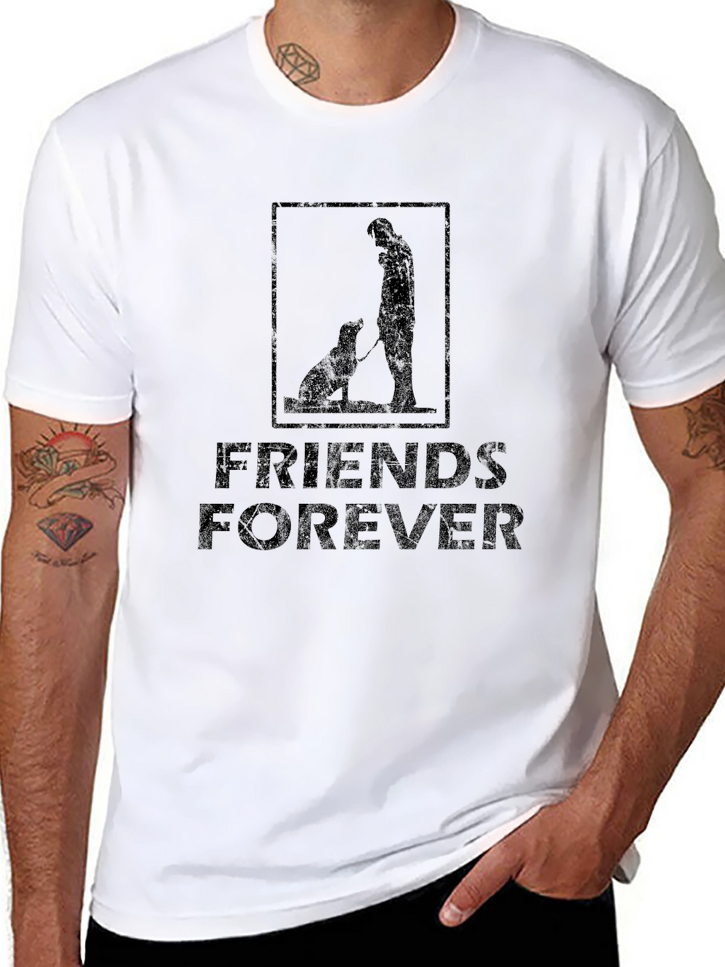 Friends Forever Graphic Tee - Black Cotton T-Shirt
