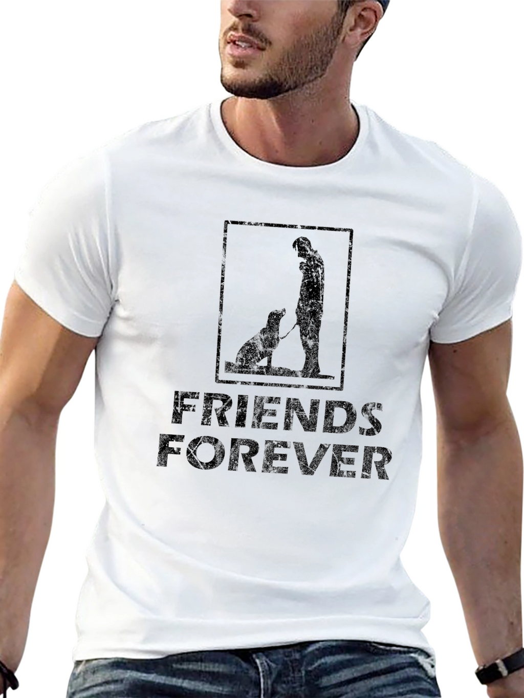 Friends Forever Graphic Tee - Black Cotton T-Shirt