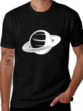 Saturn Graphic Tee - Black Cotton Blend Shirt