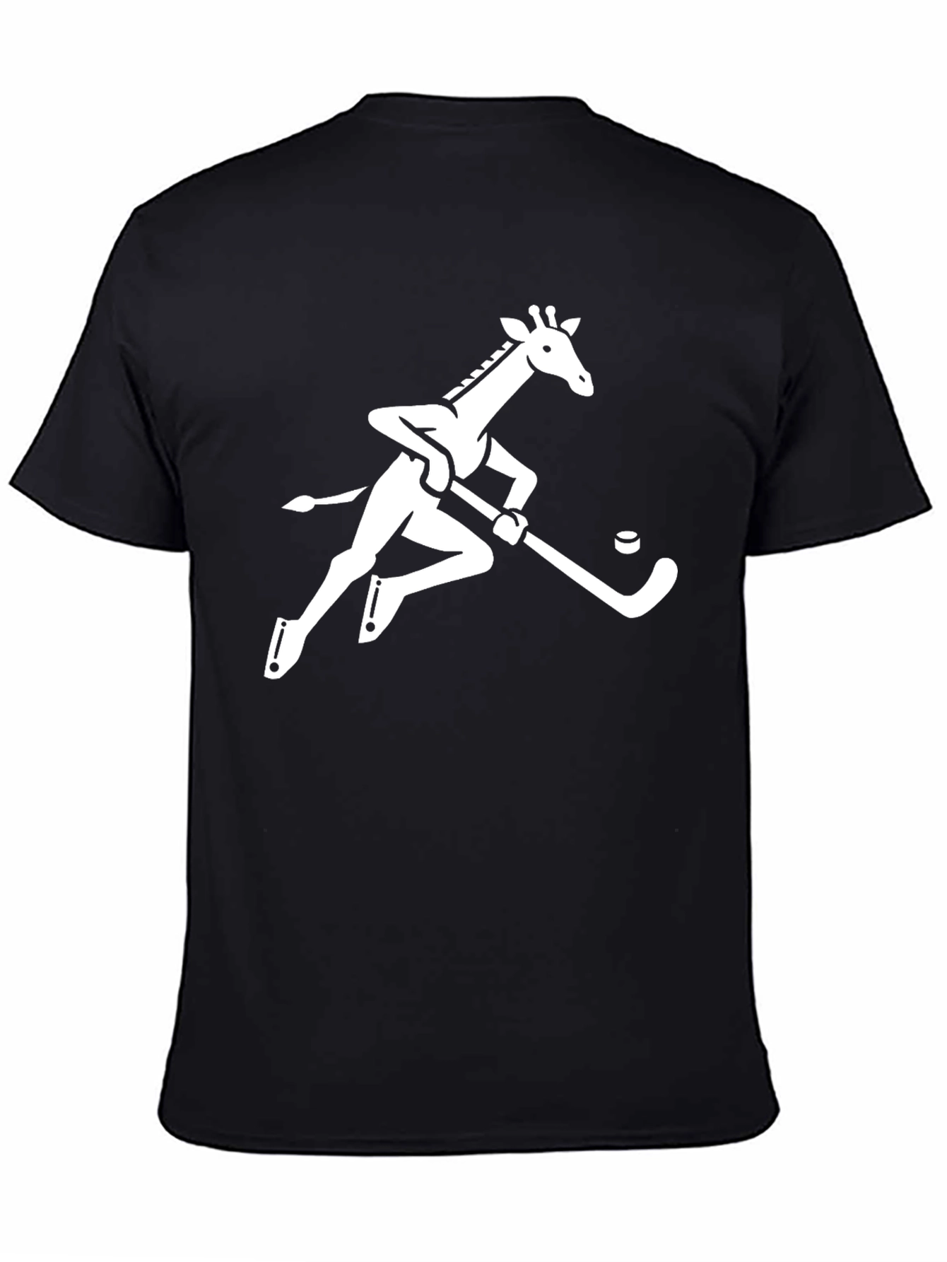 Giraffe Hockey Player Graphic Tee - Black