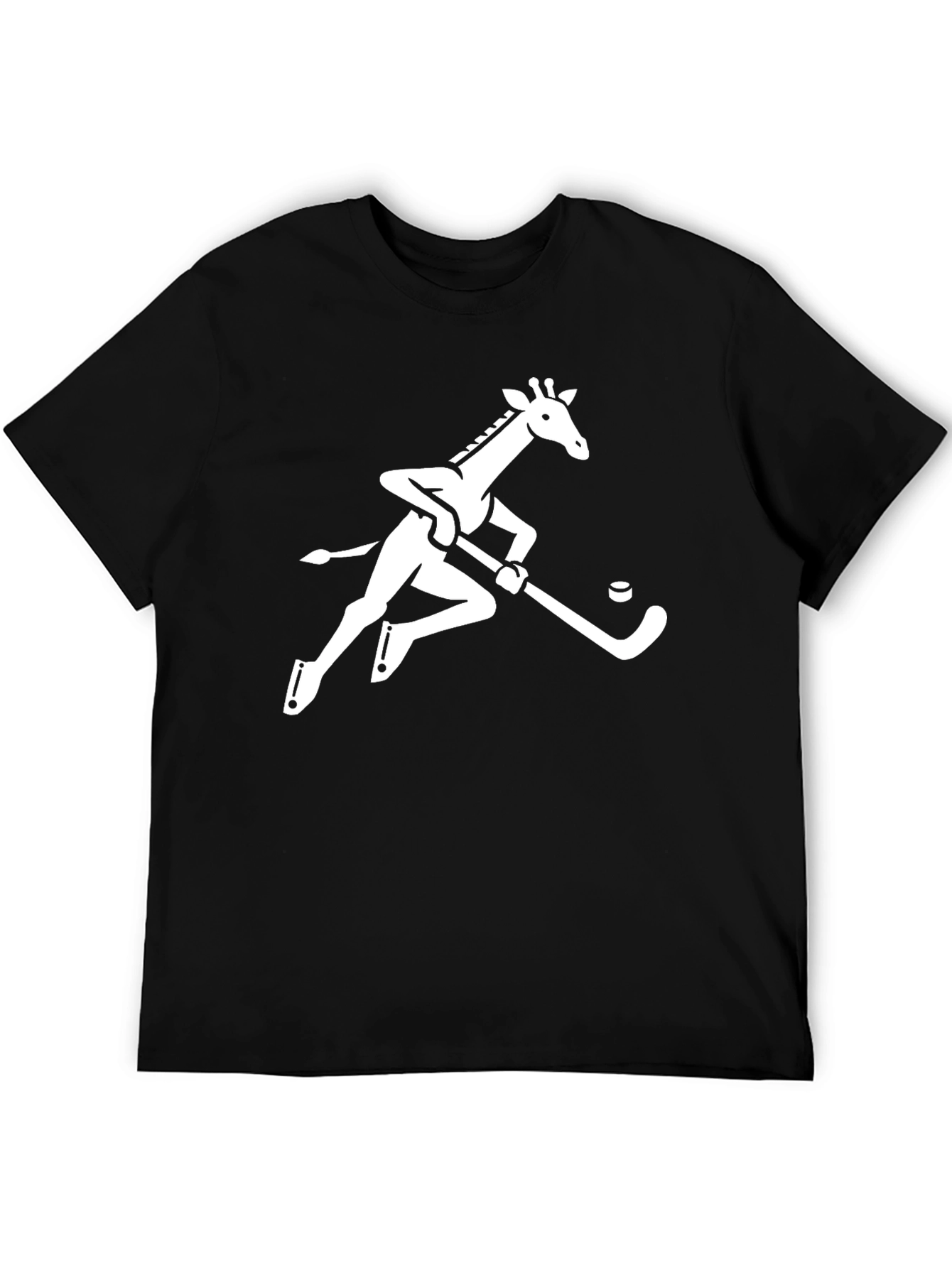 Giraffe Hockey Player Graphic Tee - Black
