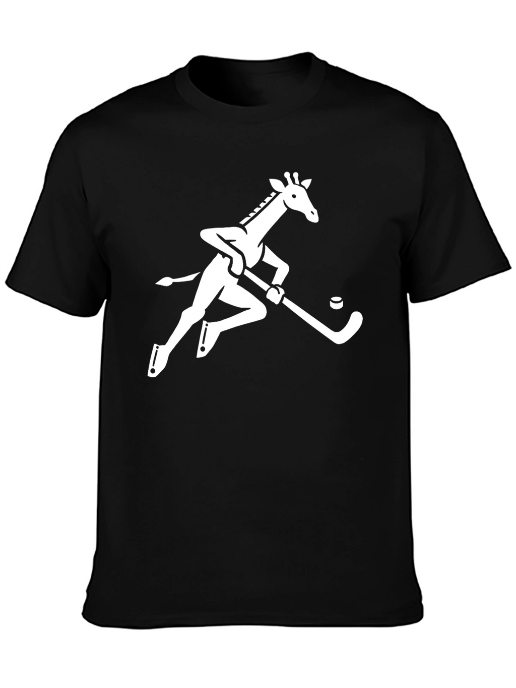 Giraffe Hockey Player Graphic Tee - Black