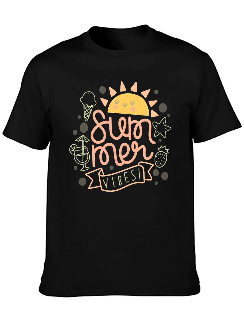 Summer Vibes Black Graphic Tee