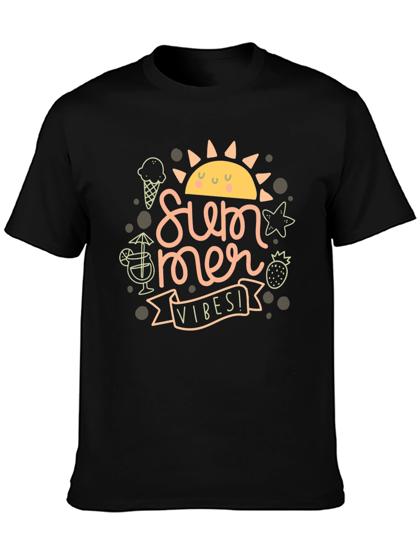 Summer Vibes Black Graphic Tee
