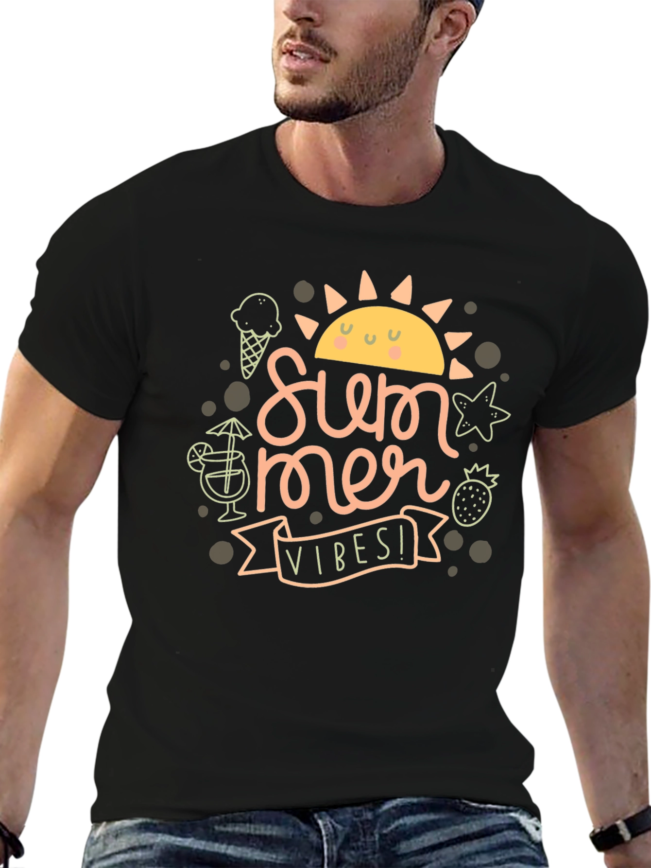 Summer Vibes Black Graphic Tee