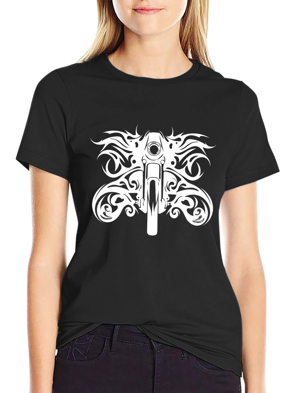 Motorcycle Tribal Graphic Black T-Shirt