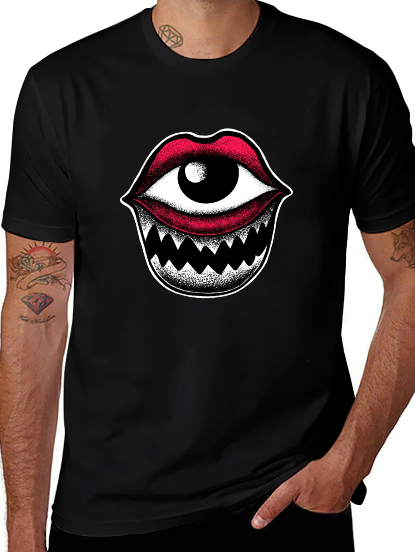 Eye Mouth Graphic T-Shirt - Edgy Streetwear Tee
