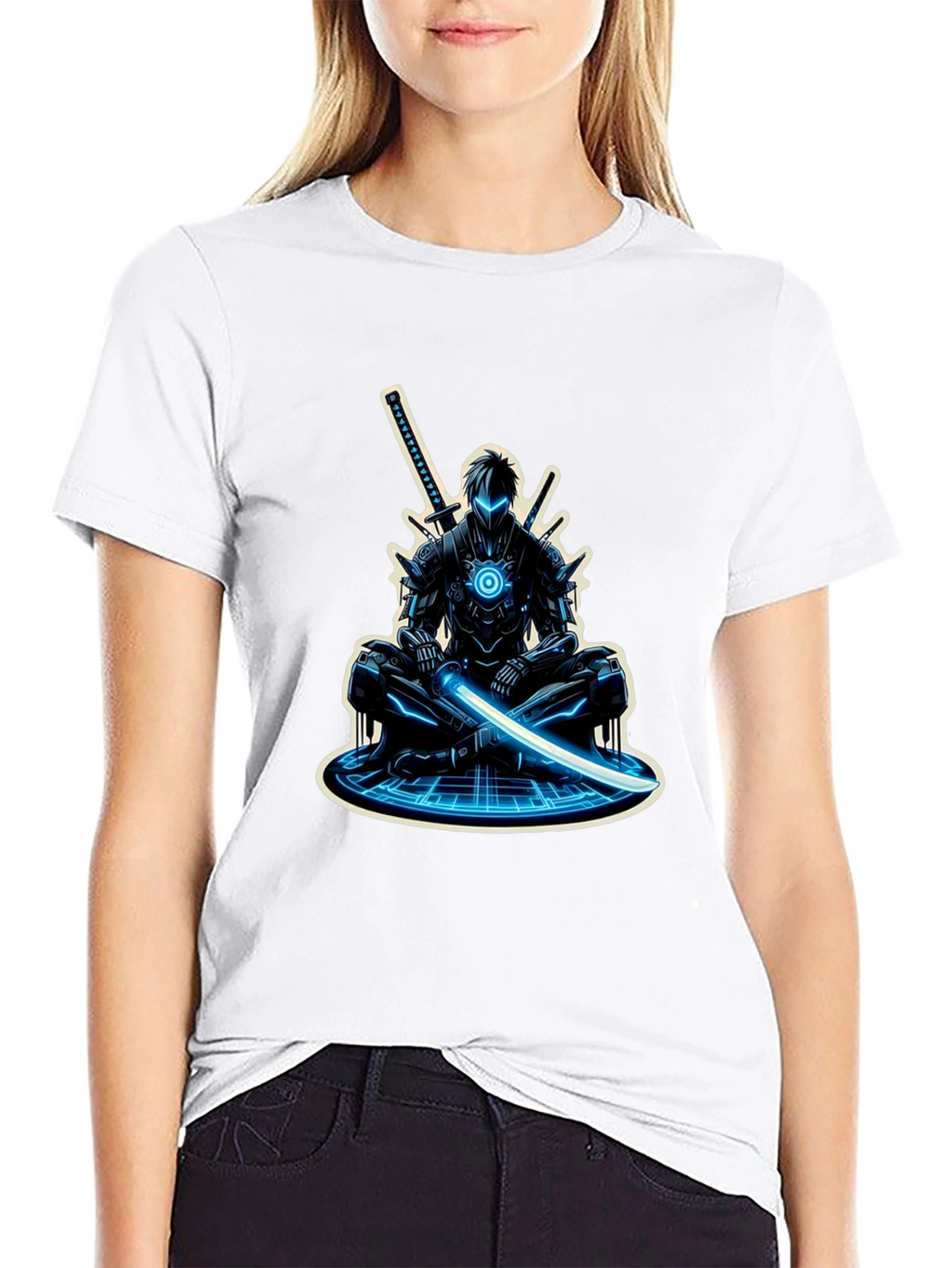 Cyber Ninja Graphic Tee - Sci-Fi Warrior Shirt