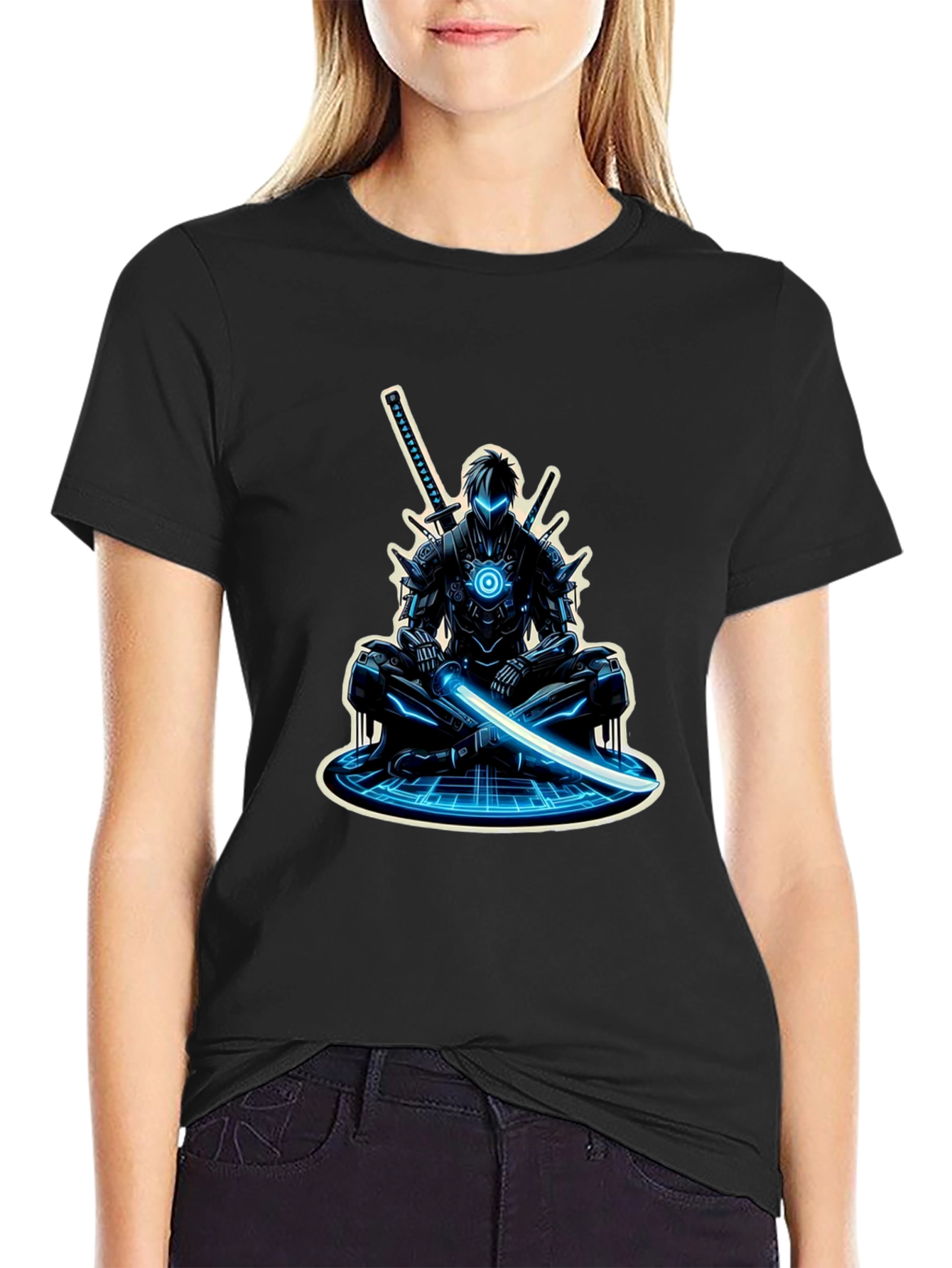 Cyber Ninja Graphic Tee - Sci-Fi Warrior Shirt