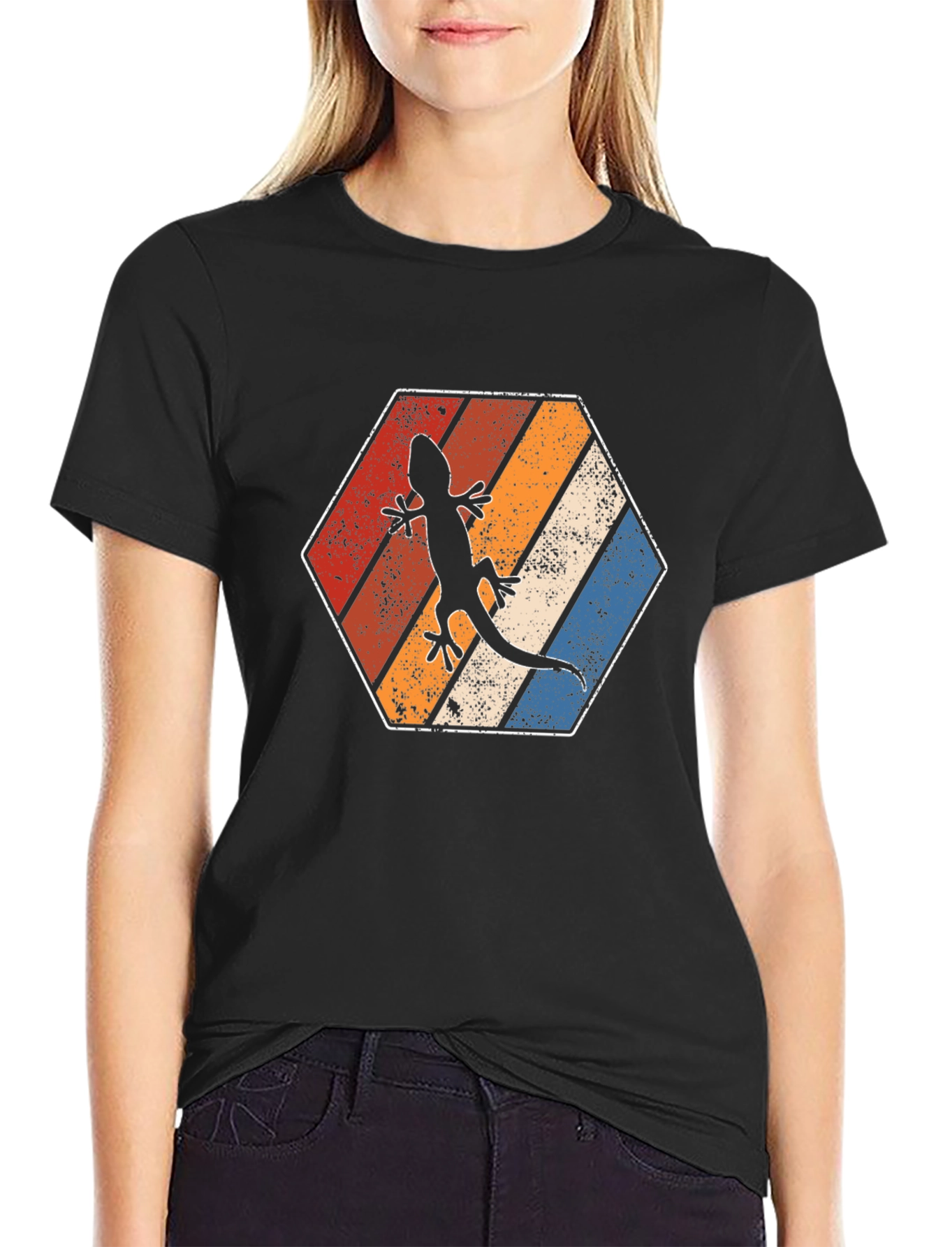Retro Lizard T-Shirt Vintage Hexagon Tee