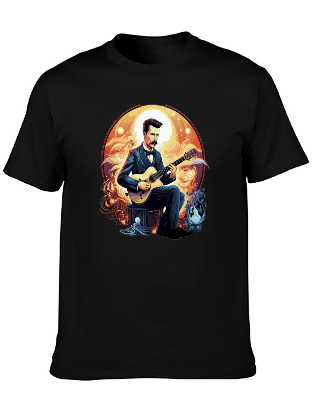 Guitarist Portrait Black T-Shirt