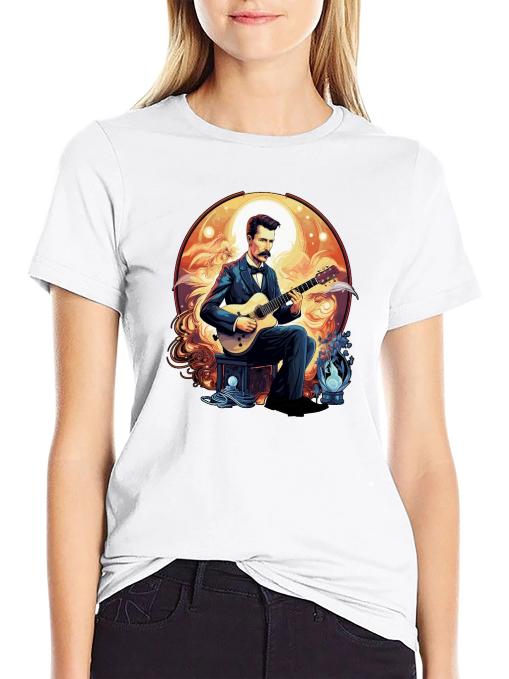 Guitarist Portrait Black T-Shirt