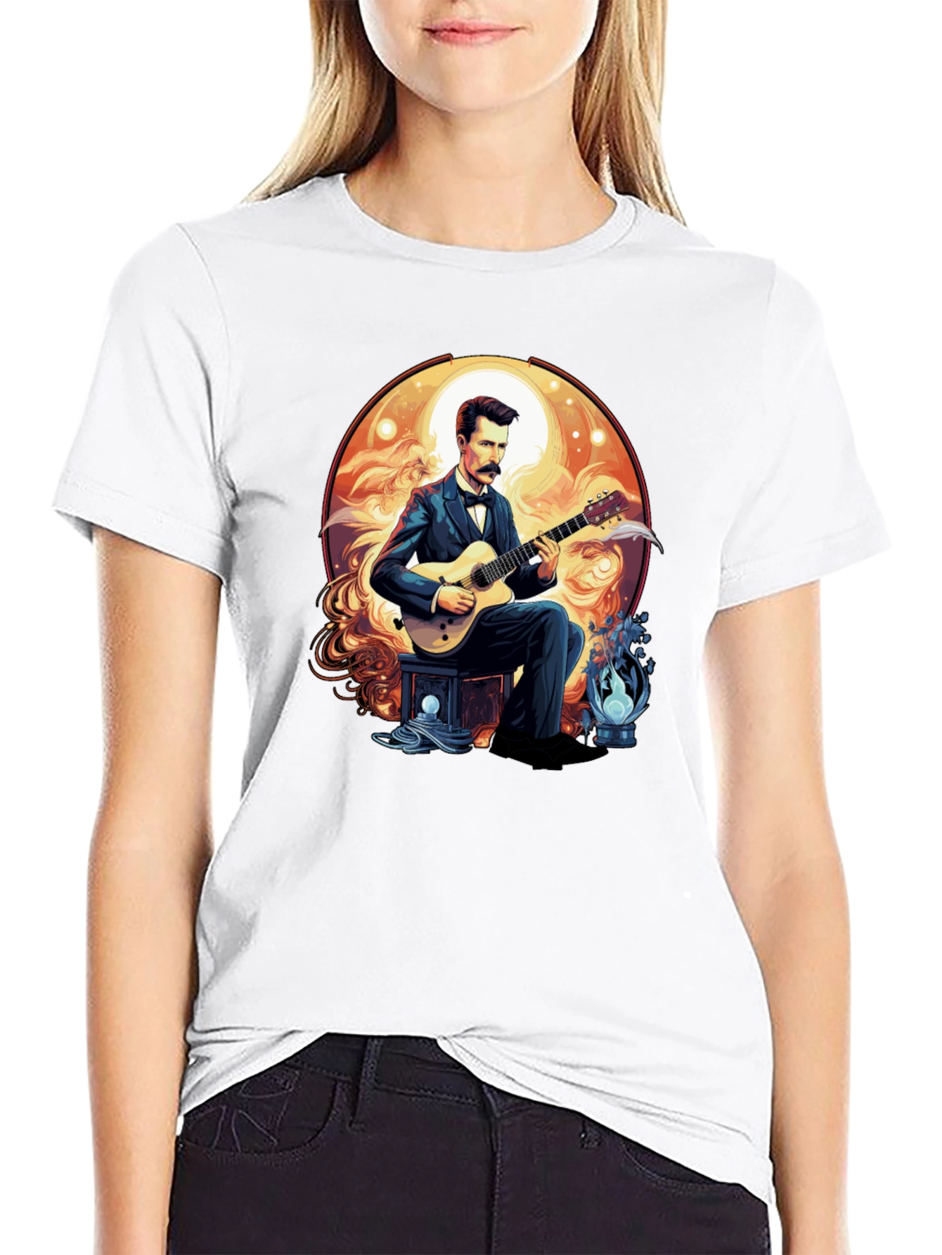 Guitarist Portrait Black T-Shirt