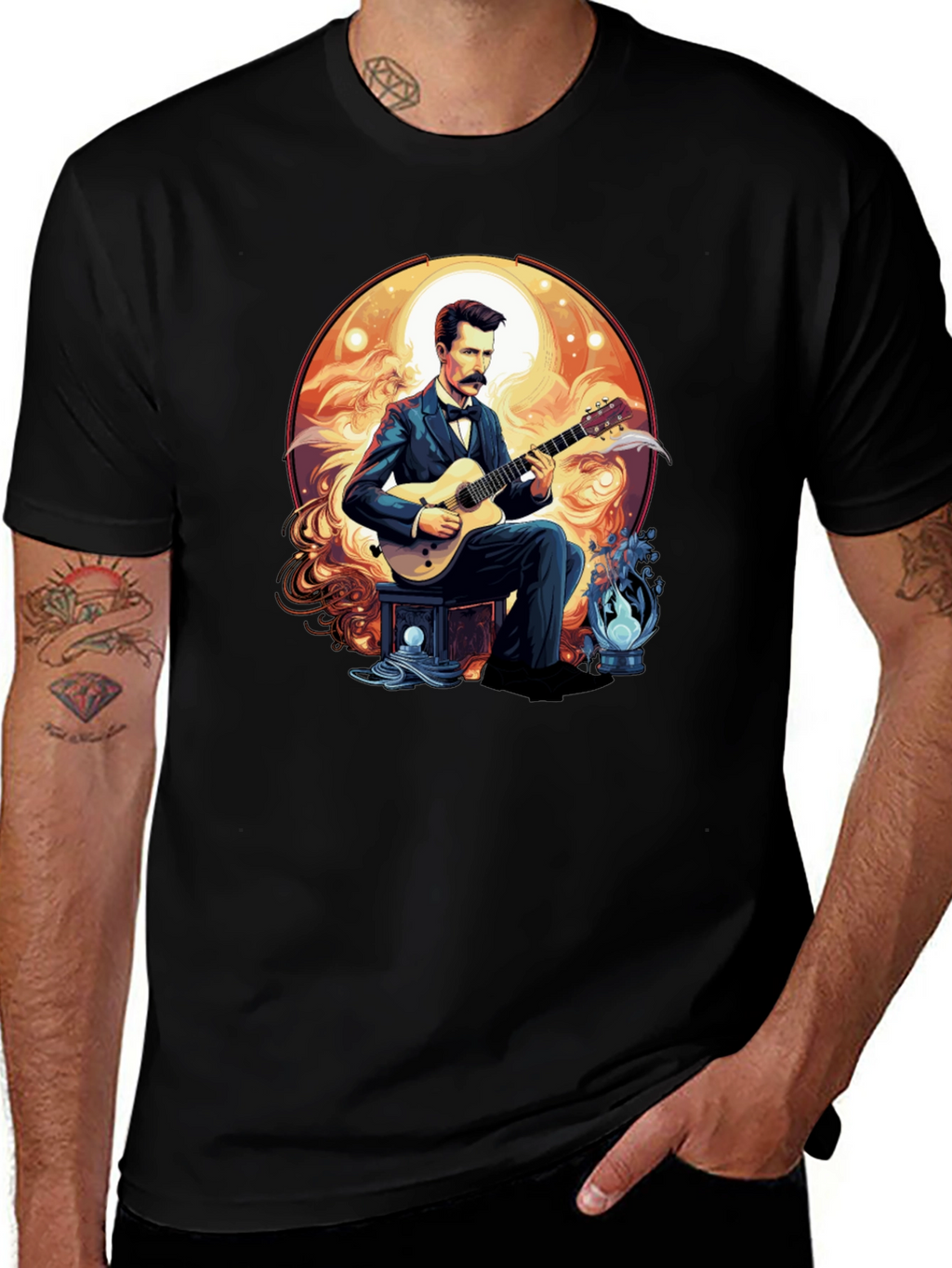 Guitarist Portrait Black T-Shirt