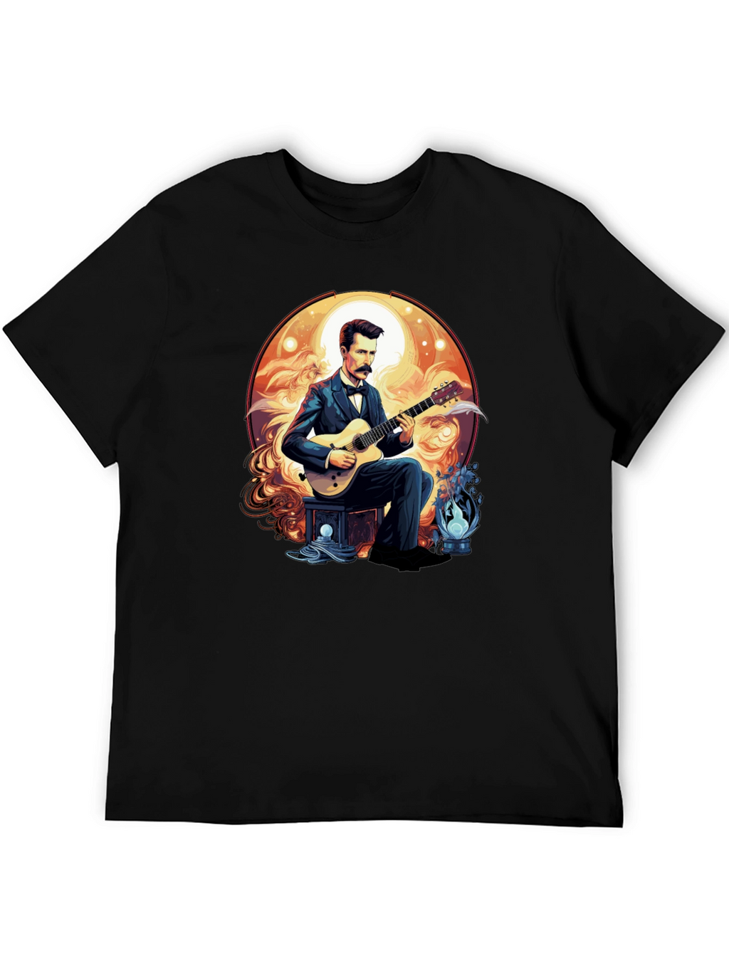 Guitarist Portrait Black T-Shirt