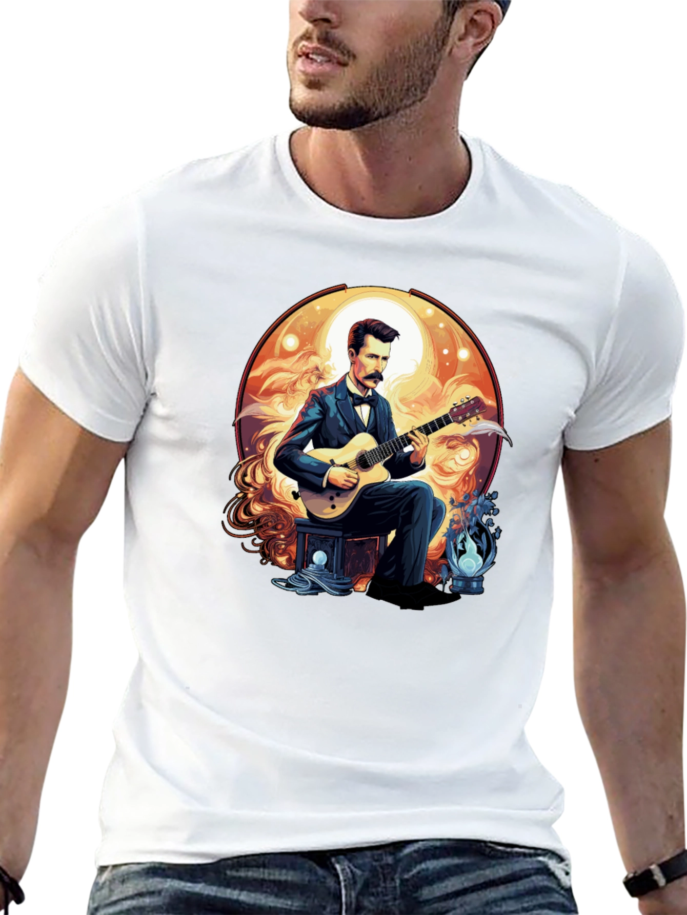 Guitarist Portrait Black T-Shirt