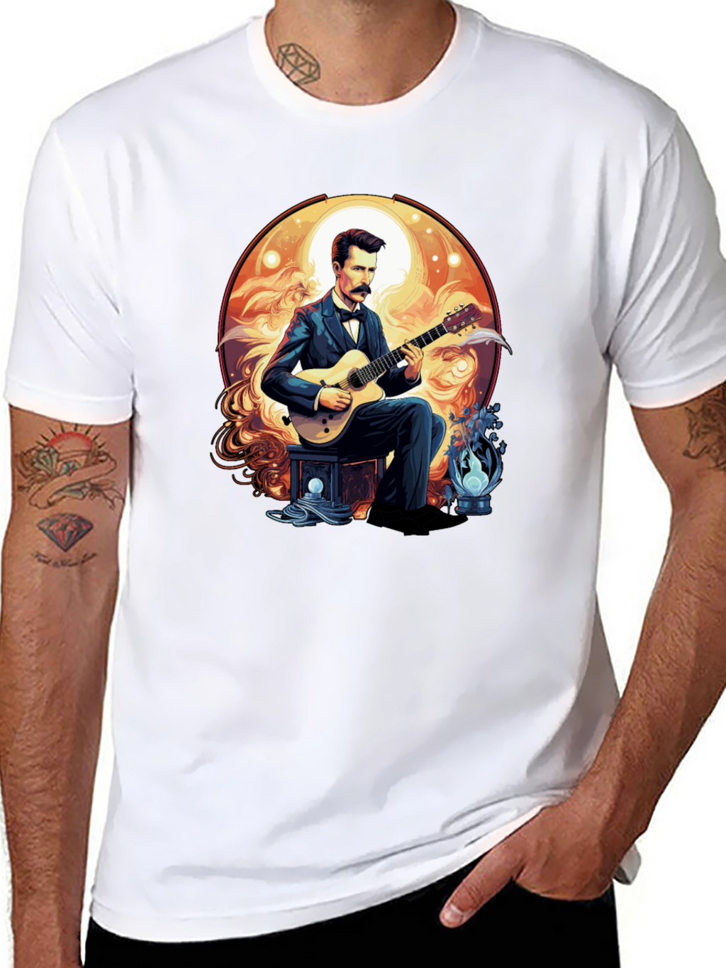 Guitarist Portrait Black T-Shirt