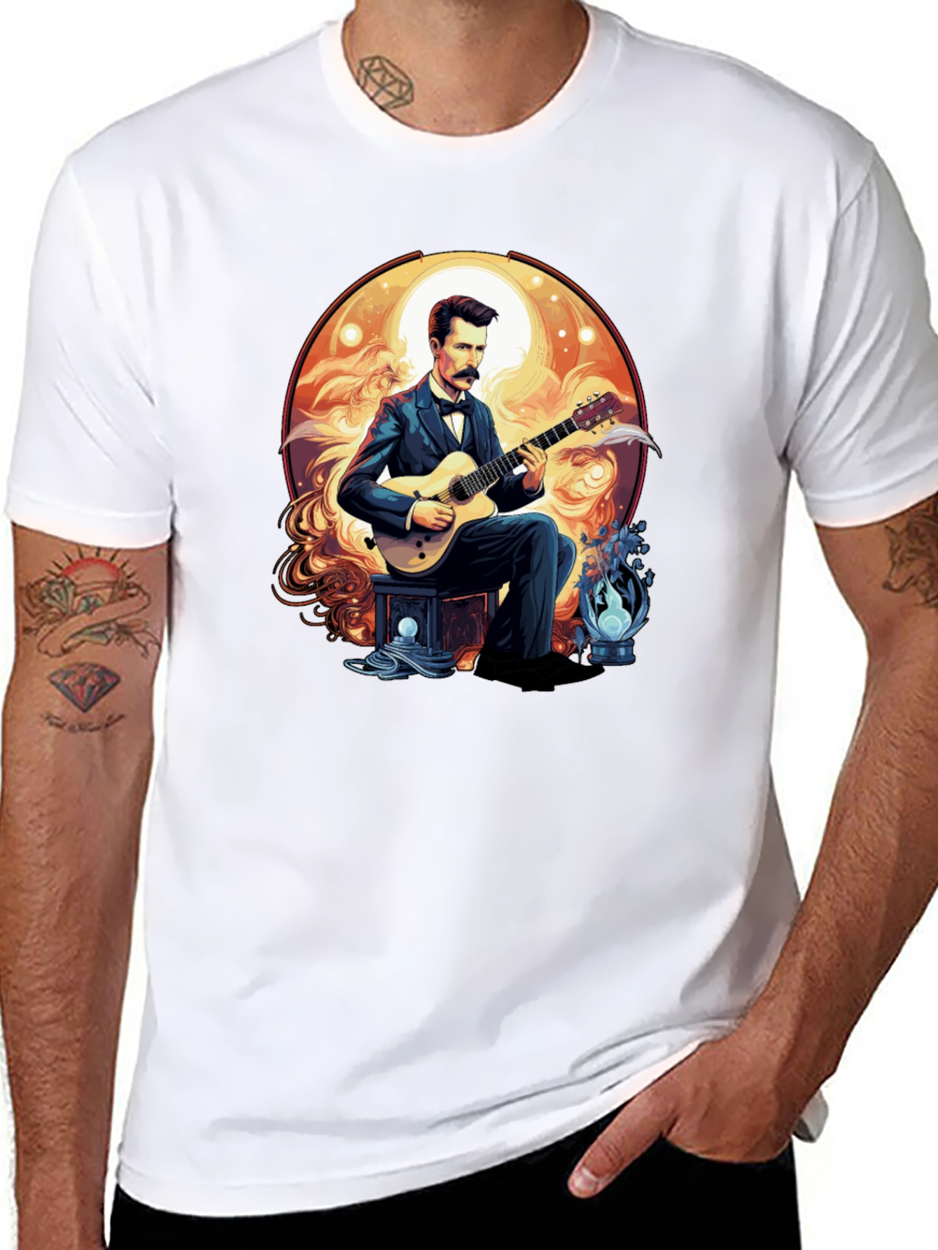 Guitarist Portrait Black T-Shirt