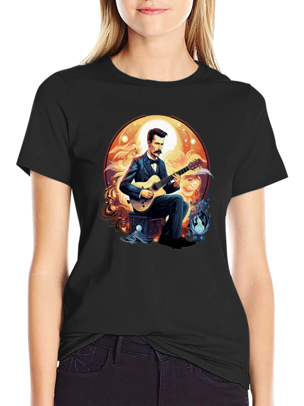 Guitarist Portrait Black T-Shirt