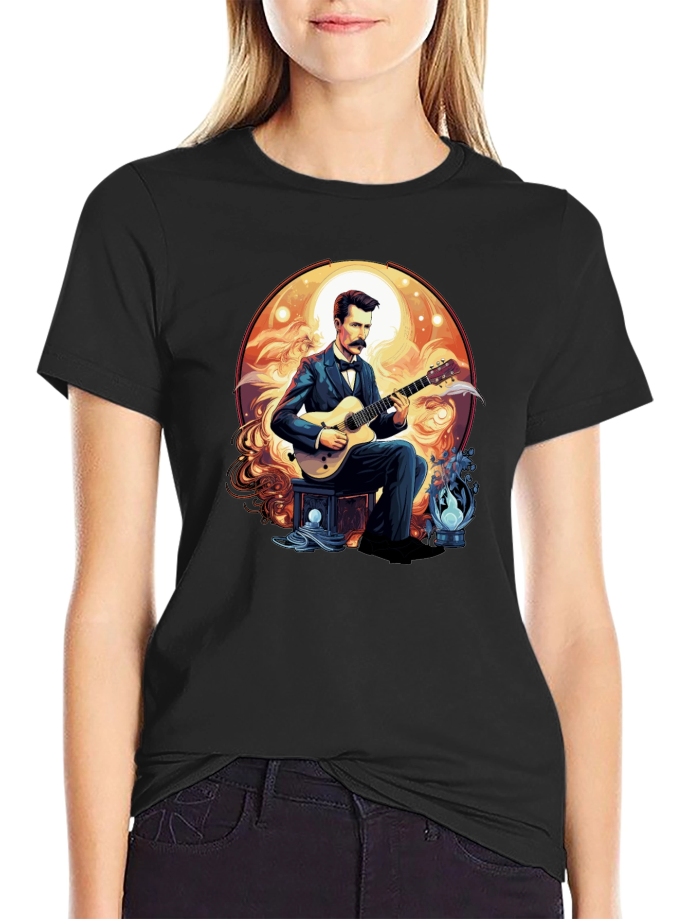 Guitarist Portrait Black T-Shirt