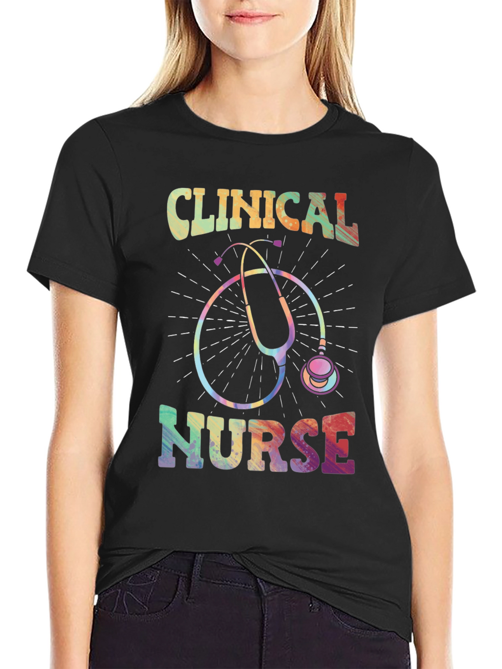 Clinical Nurse Rainbow Stethoscope Graphic Tee
